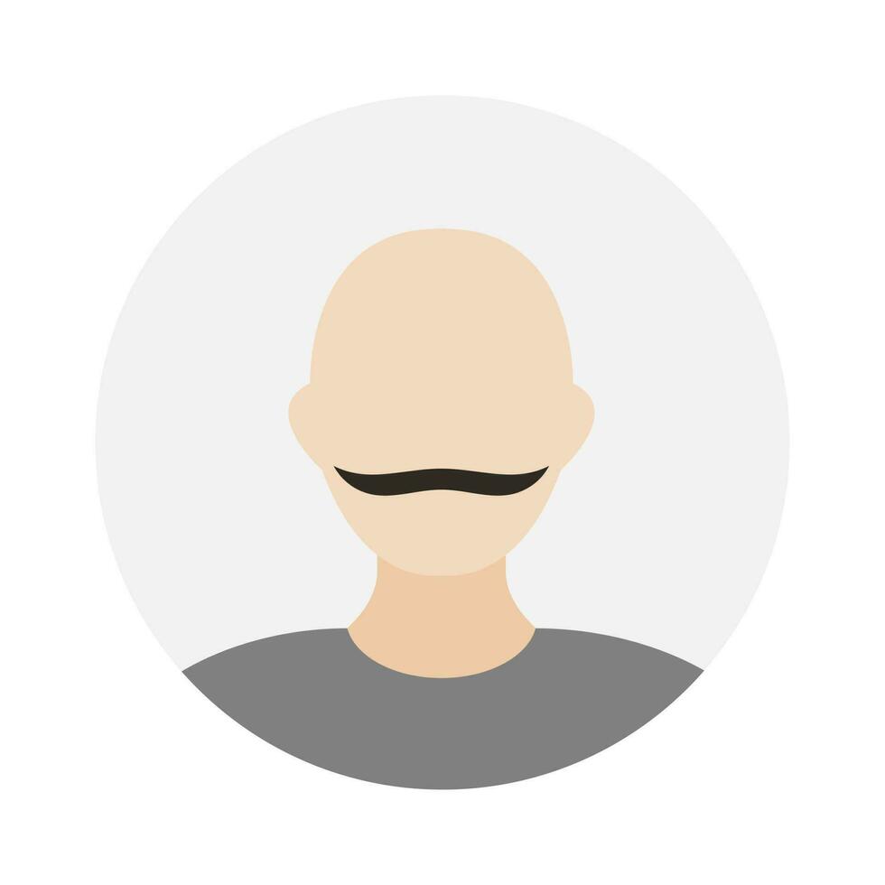 Empty face icon avatar with mustache. Vector illustration.