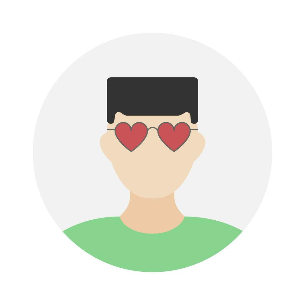 Empty face icon avatar with Heart Sunglasses. Vector illustration.