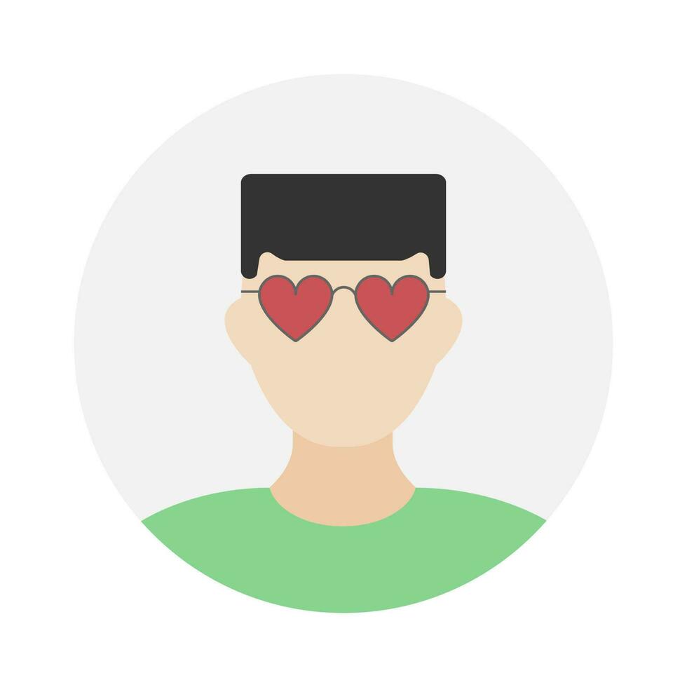 Empty face icon avatar with Heart Sunglasses. Vector illustration.