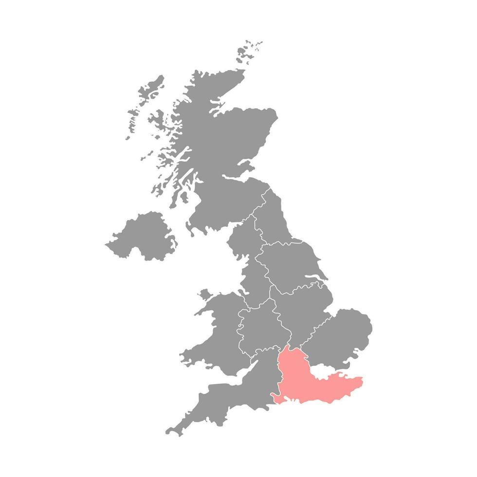 sureste de inglaterra, mapa de la región del reino unido. ilustración vectorial vector