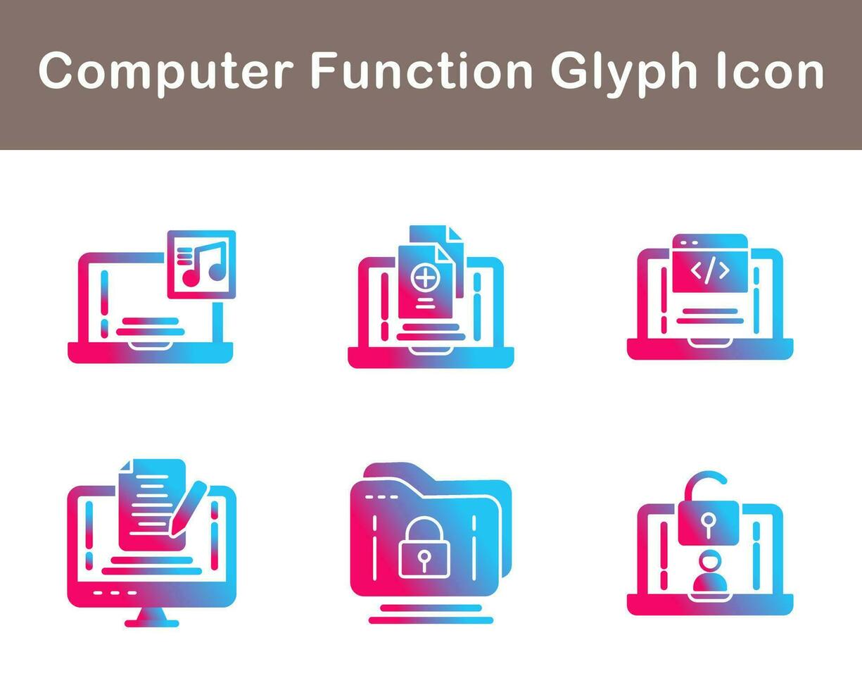 Computer Function Vector Icon Set