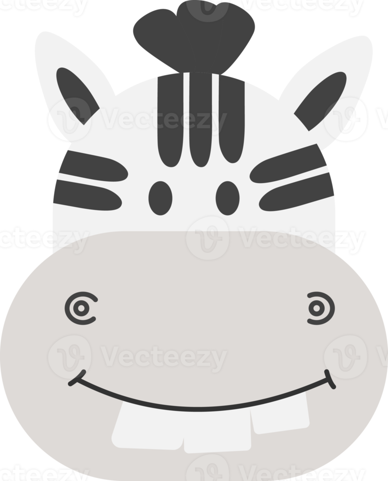 zebra face, cartoon animal png