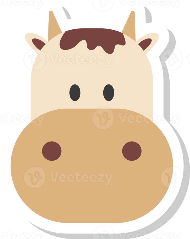 cow face sticker, animal icons. png