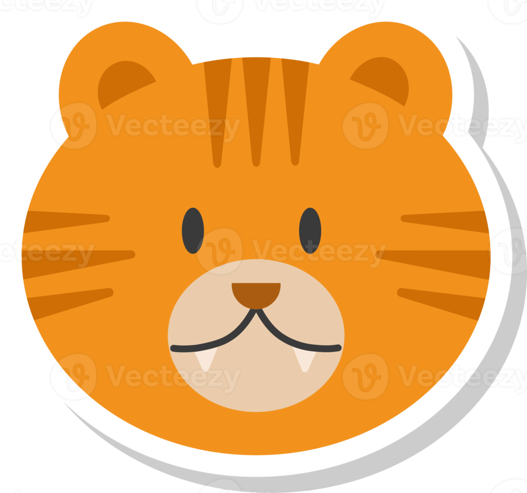 tiger face sticker, animal icons. png