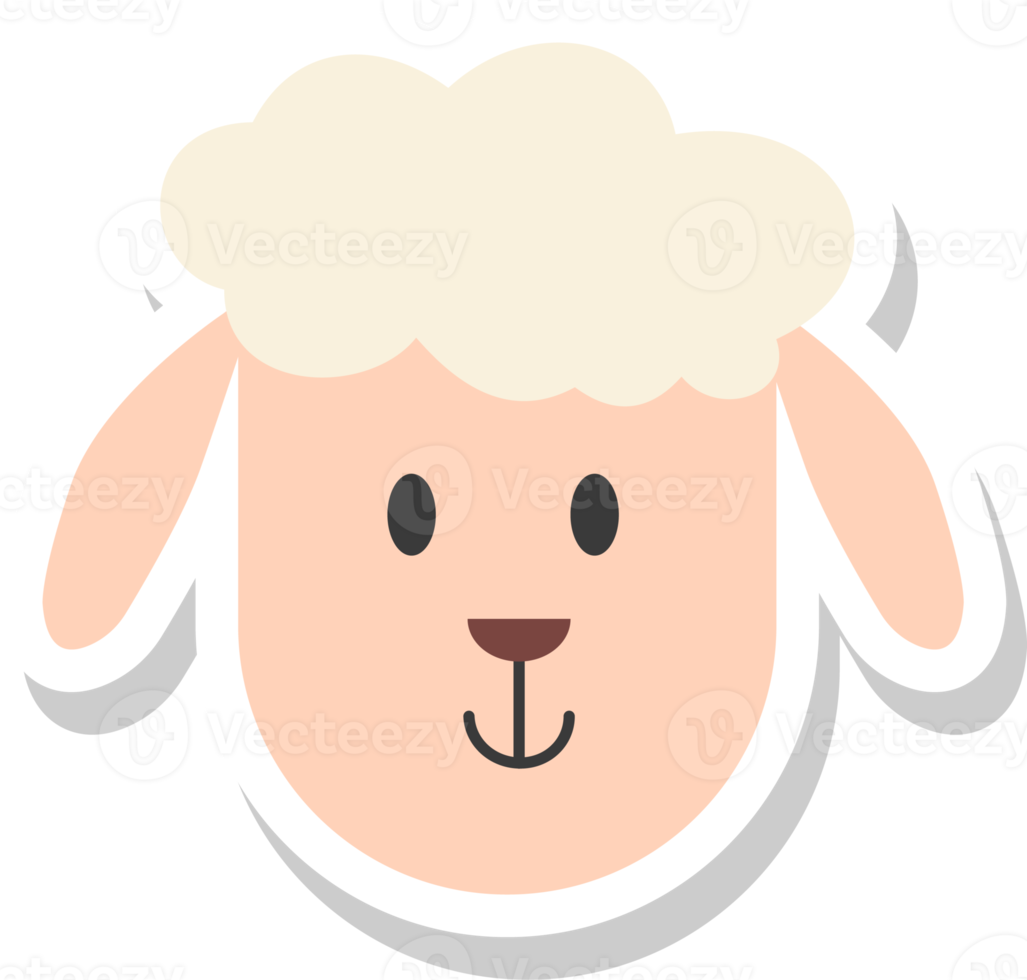 sheep face sticker, animal icons. png