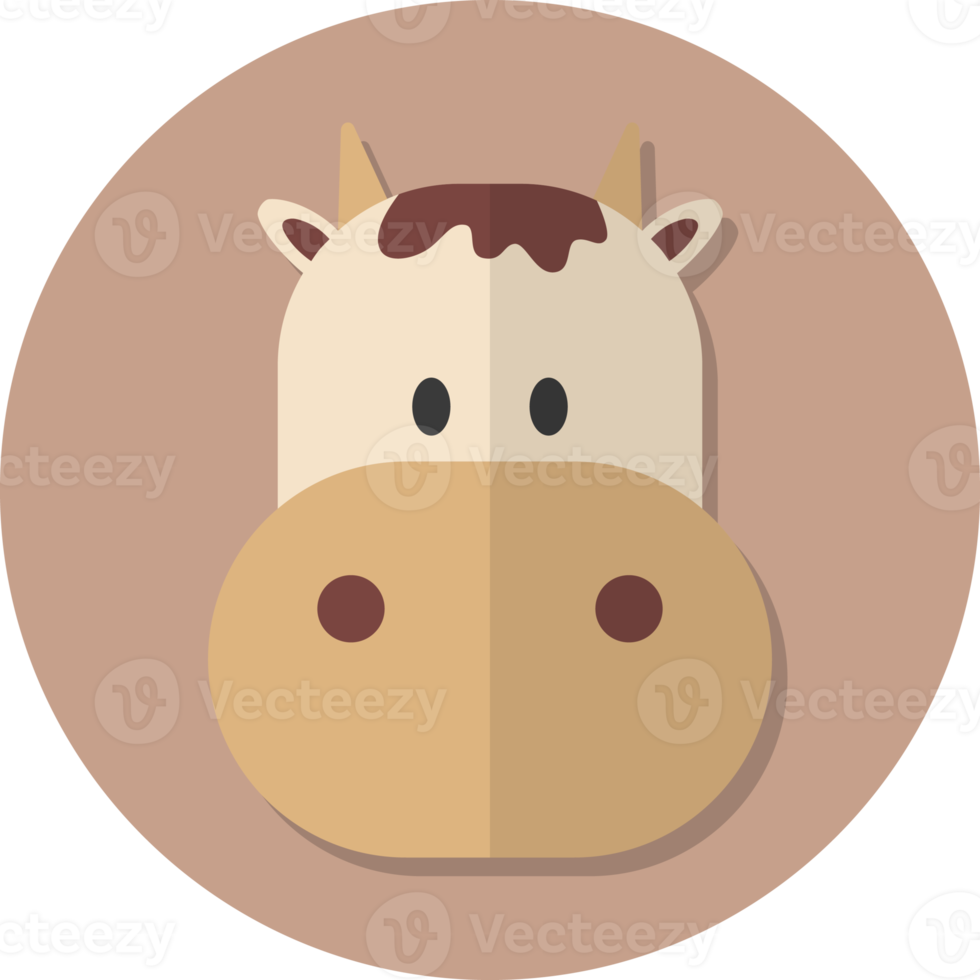 cow face icon, Cute animal icon in circle. png