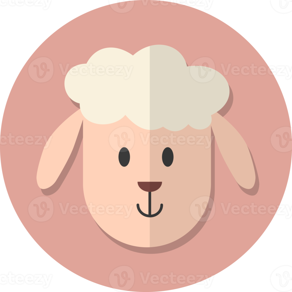 sheep face icon, Cute animal icon in circle. png