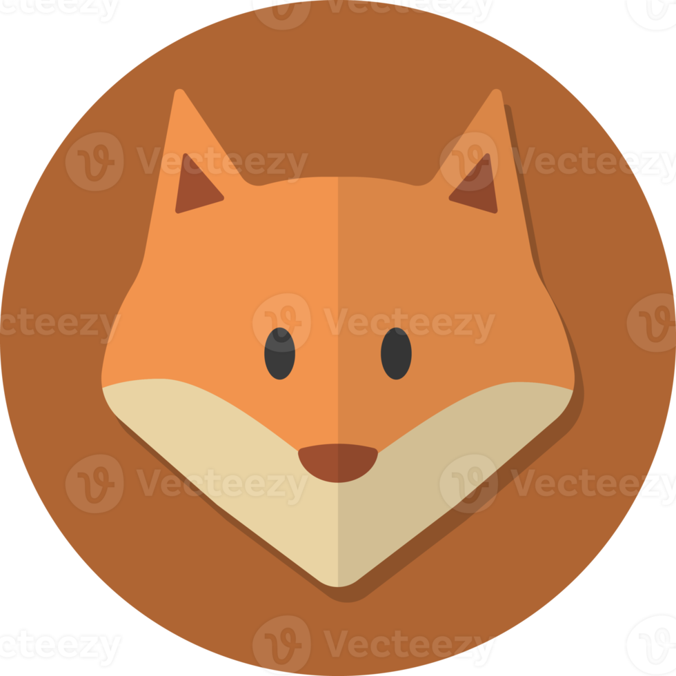 fox face icon, Cute animal icon in circle. png