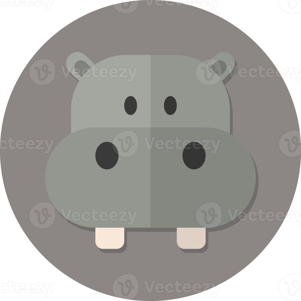 hippo face icon, Cute animal icon in circle. png