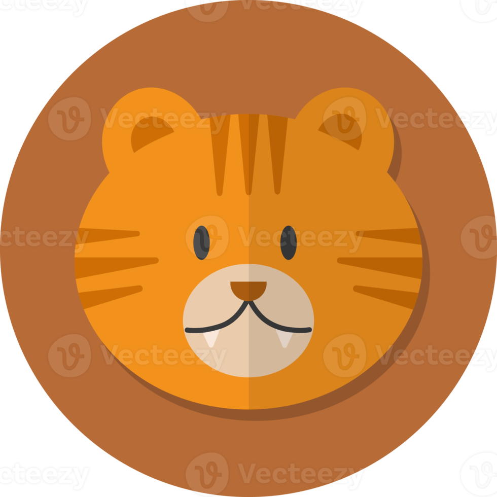 tiger face icon, Cute animal icon in circle. png