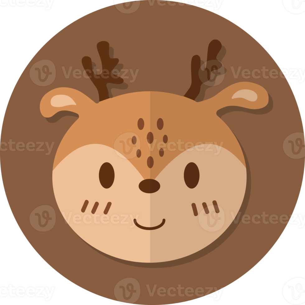 deer face icon, Cute animal icon in circle. png