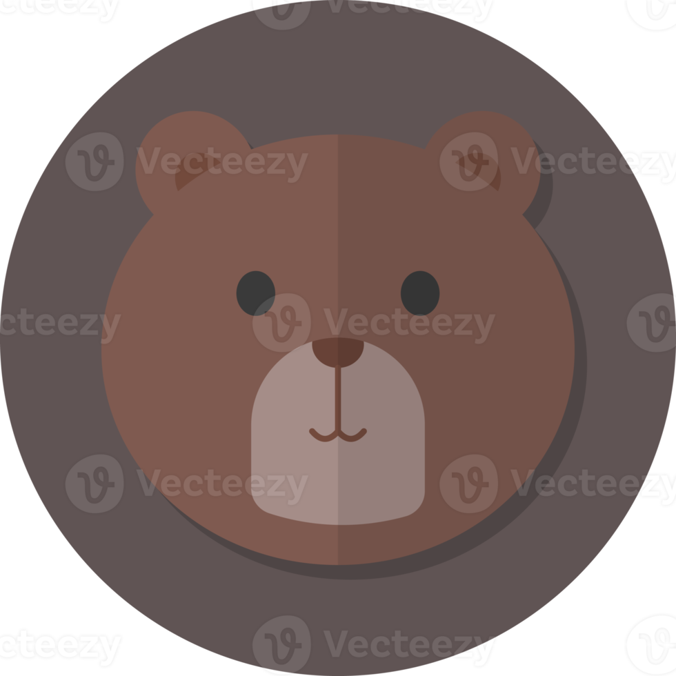 bear face icon, Cute animal icon in circle. png