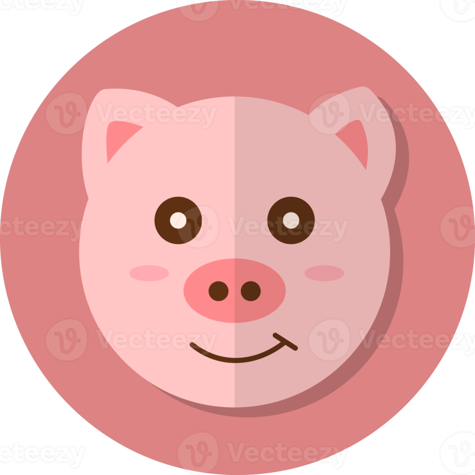 pig face icon, Cute animal icon in circle. png