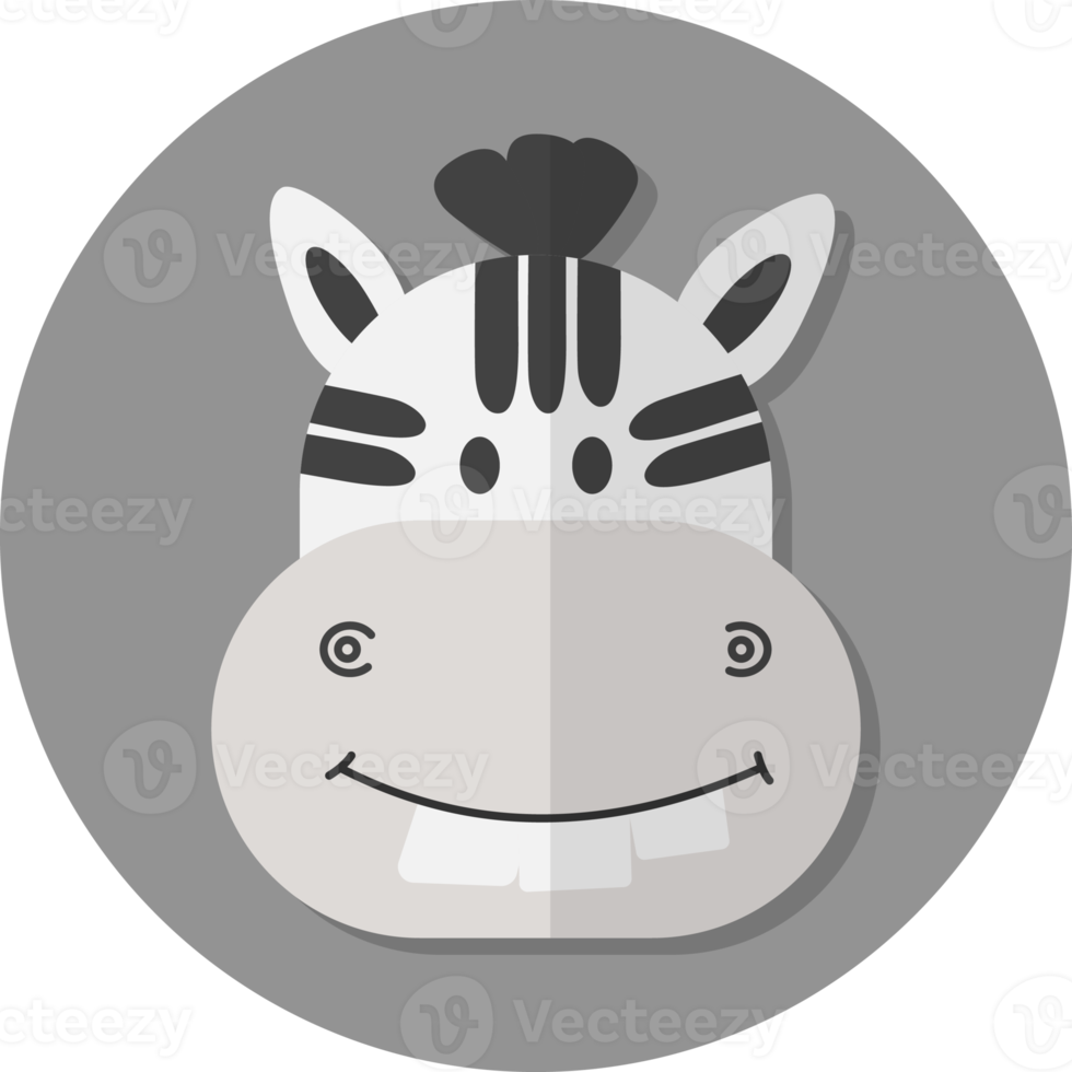 zebra face icon, Cute animal icon in circle. png