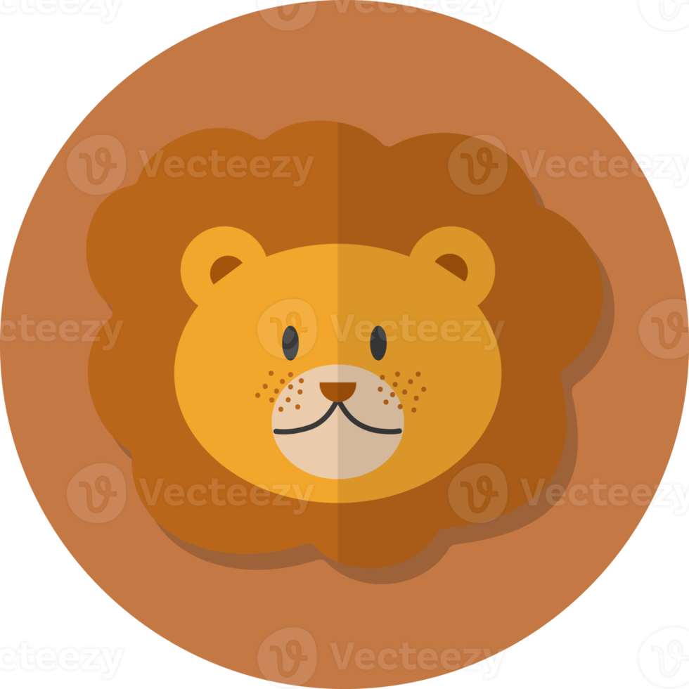 lion face icon, Cute animal icon in circle. png