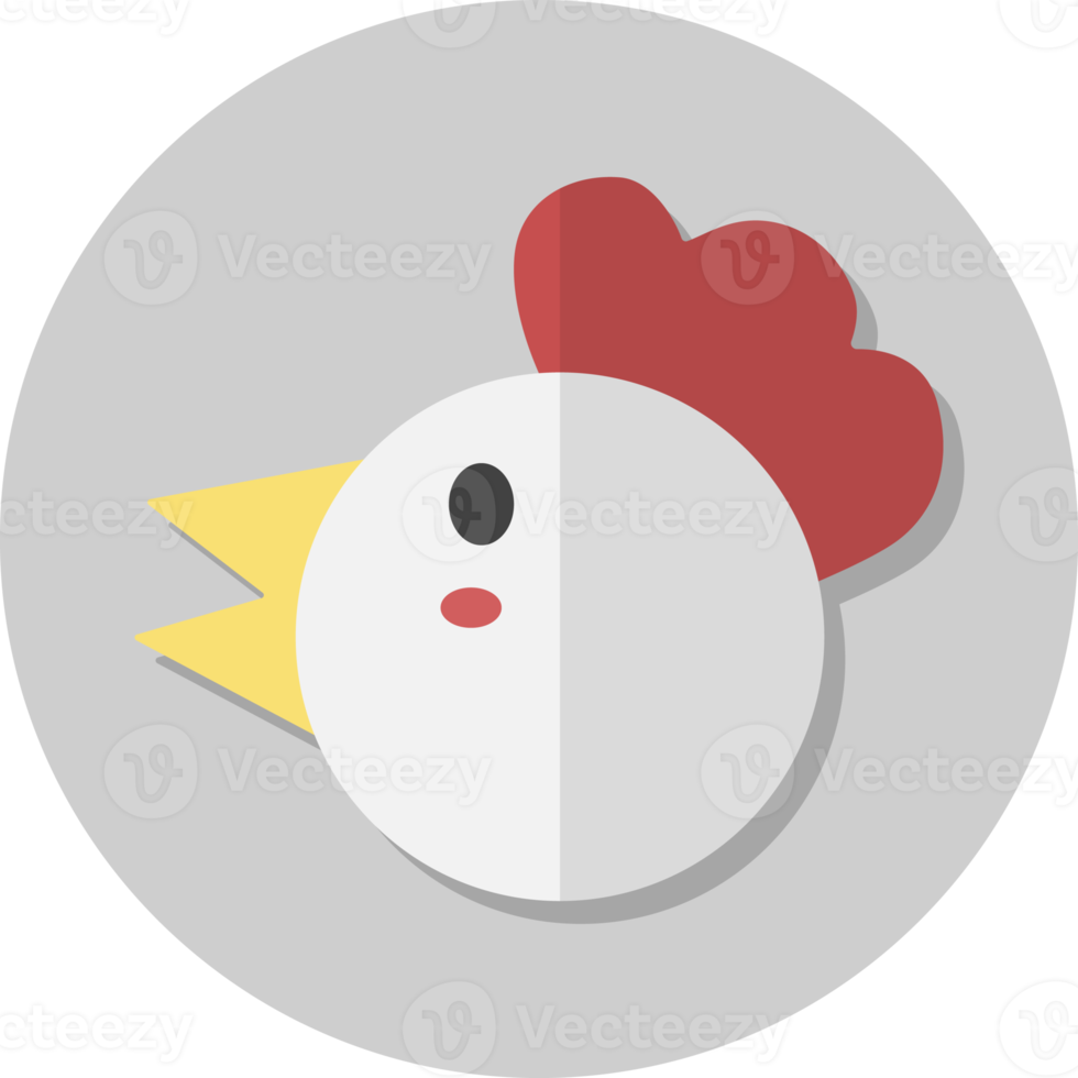 poulet visage icône, mignonne animal icône dans cercle. png