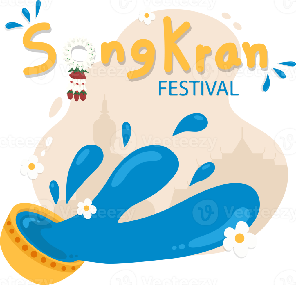 sjabloon voor songkran festival, water in kom water plons. png