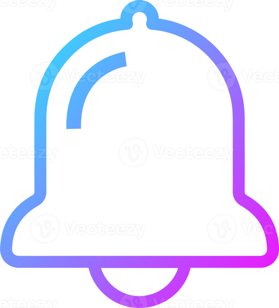 Notification or bell icon in gradient colors. Alarm clock and smartphone application alert. png