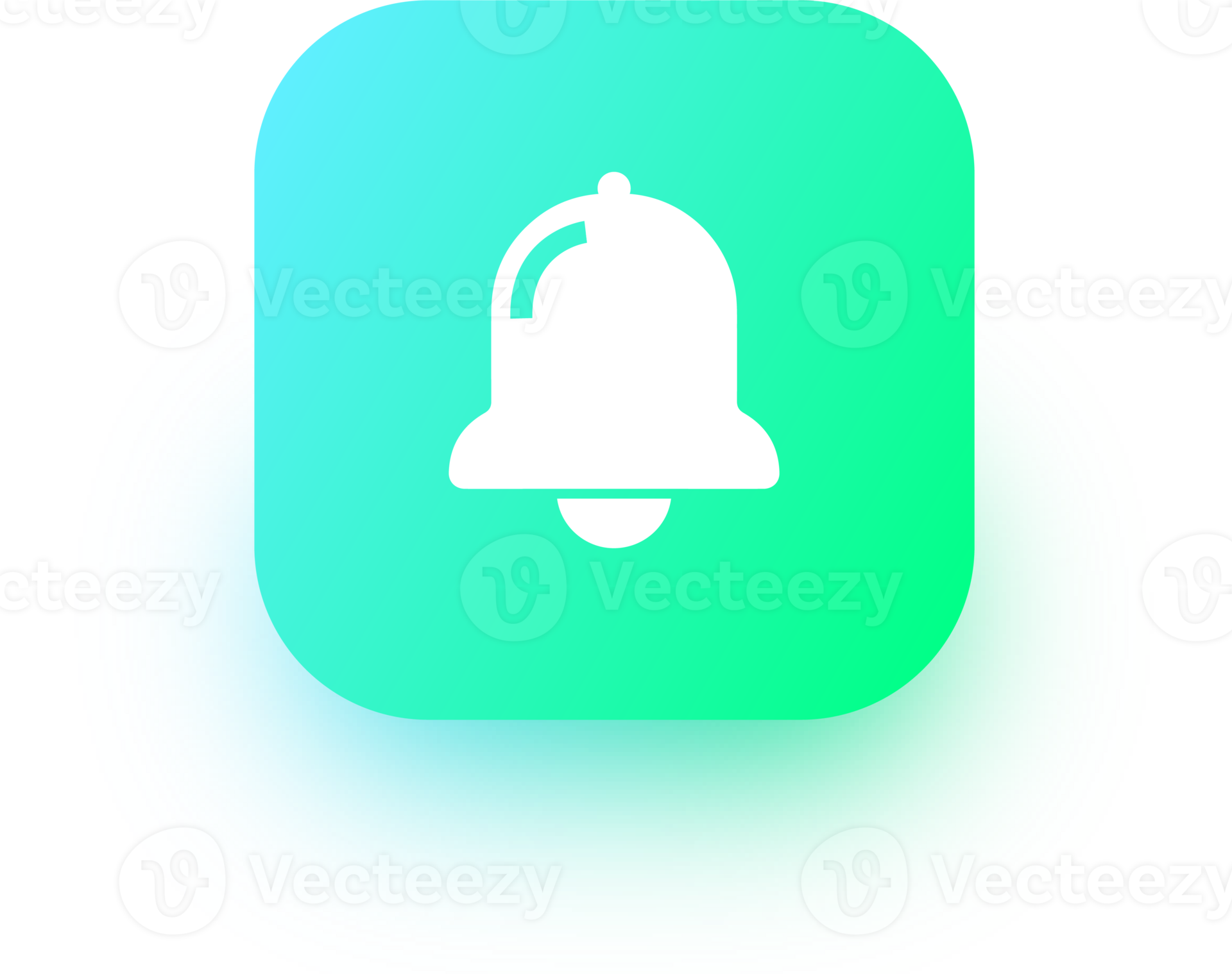 Notification or bell icon in square gradient colors. Alarm clock and
