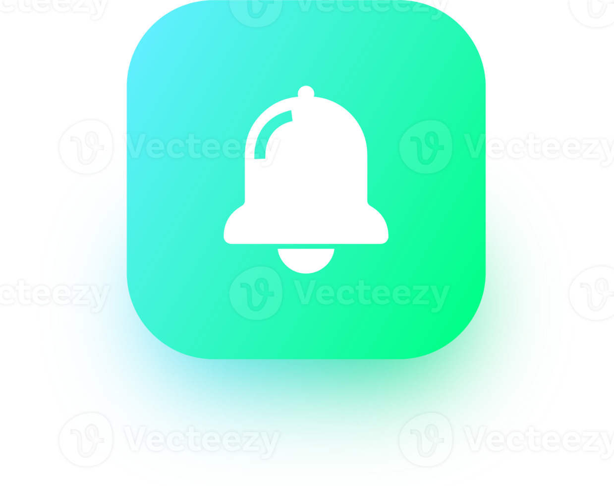 Notification or bell icon in square gradient colors. Alarm clock and smartphone application alert. png