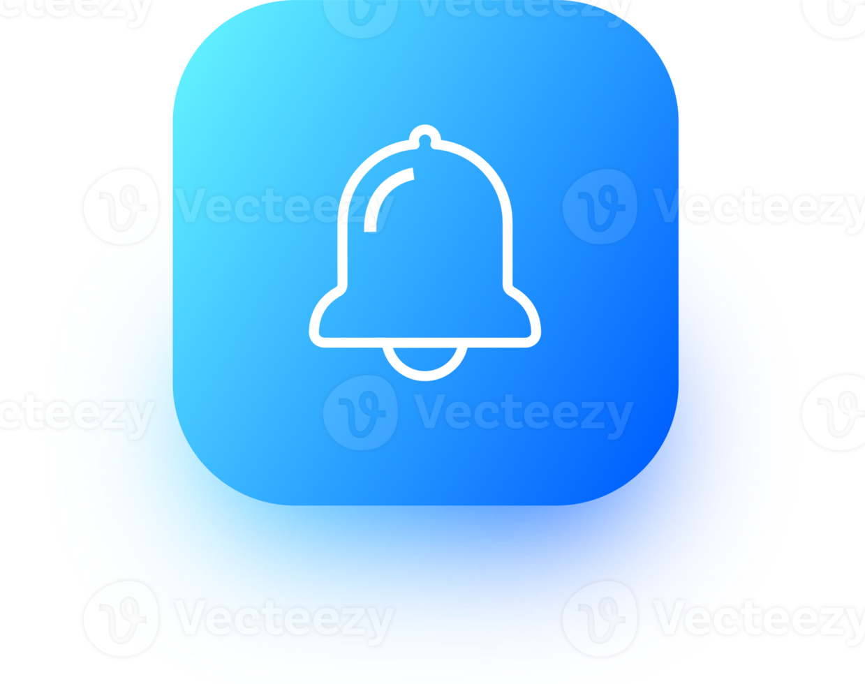 Notification or bell icon in square gradient colors. Alarm clock and smartphone application alert. png