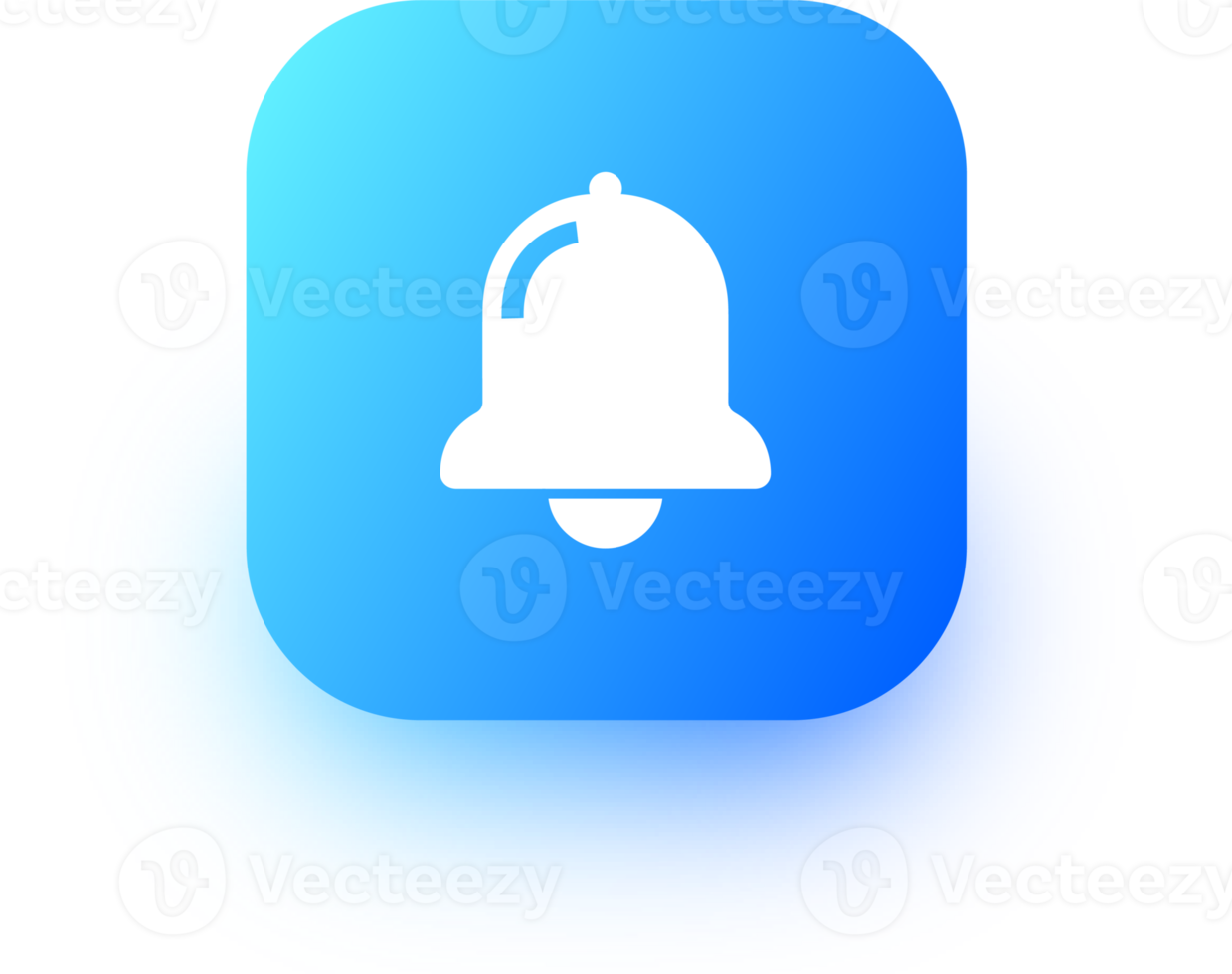 Notification or bell icon in square gradient colors. Alarm clock and smartphone application alert. png