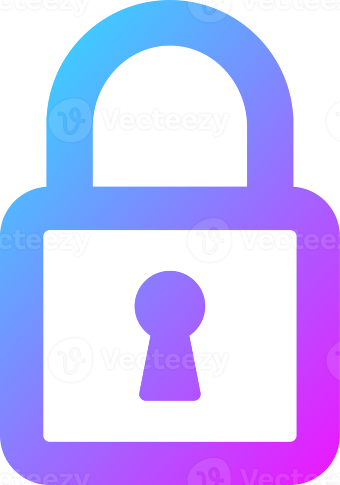 Vorhängeschloss Symbol im Gradient Farben. Sicherheit Zeichen Illustration. png