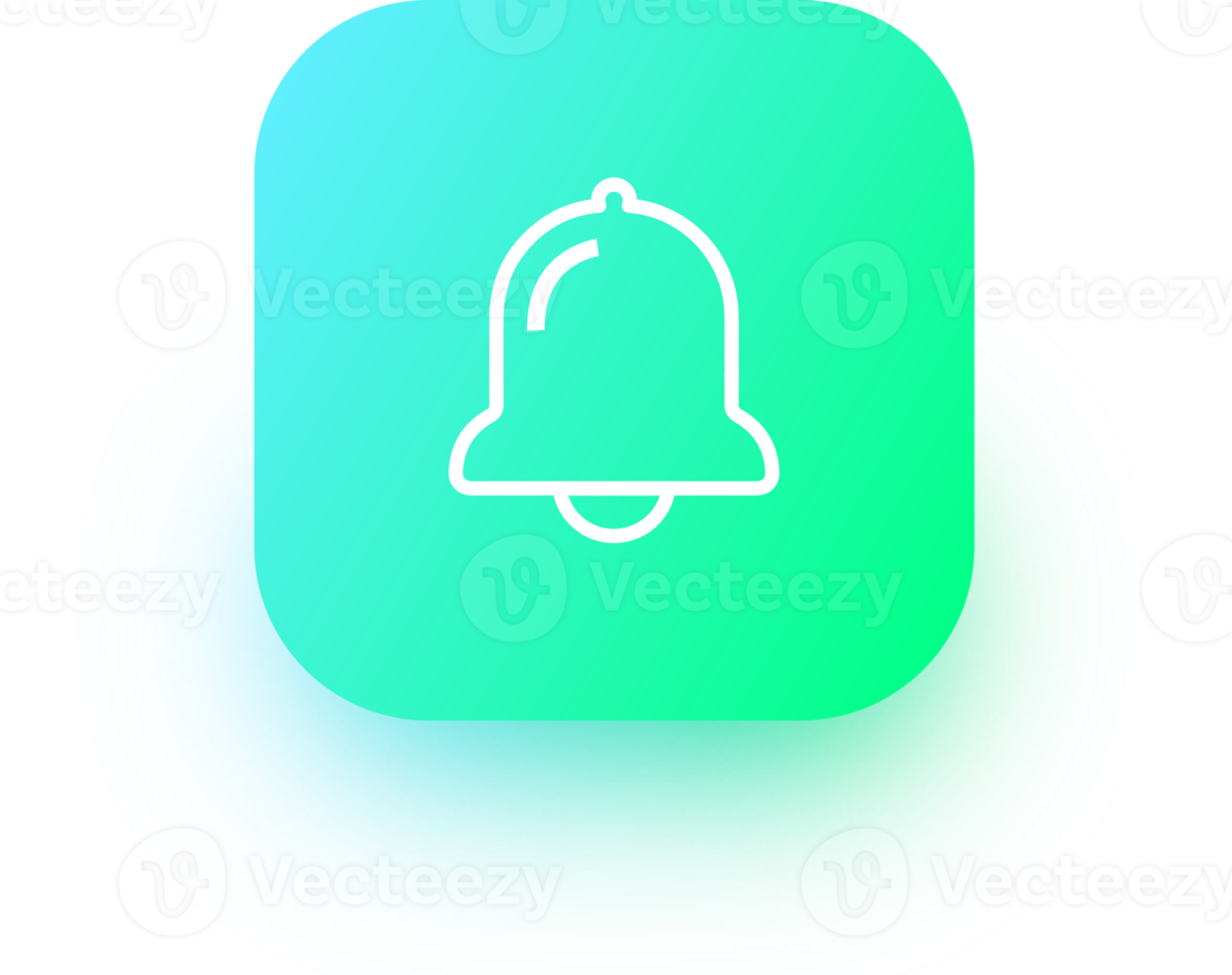 Notification or bell icon in square gradient colors. Alarm clock and smartphone application alert. png
