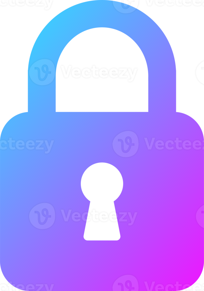 Padlock icon in gradient colors. Security signs illustration. png