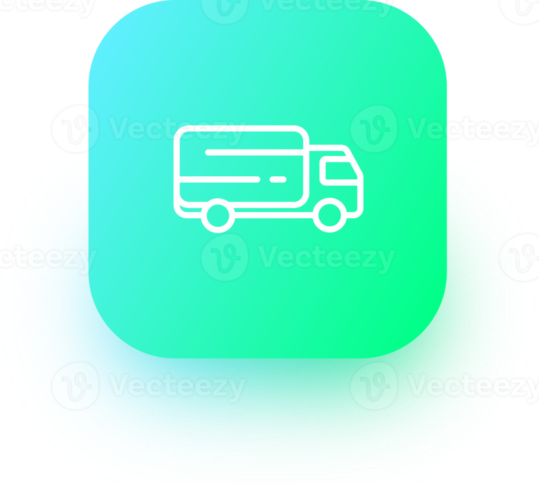 Delivery truck icon in square gradient colors. Cargo signs illustration. png