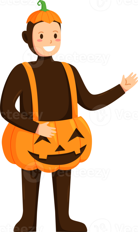 Halloween character kid cartoon in Halloween pumpkin costume png