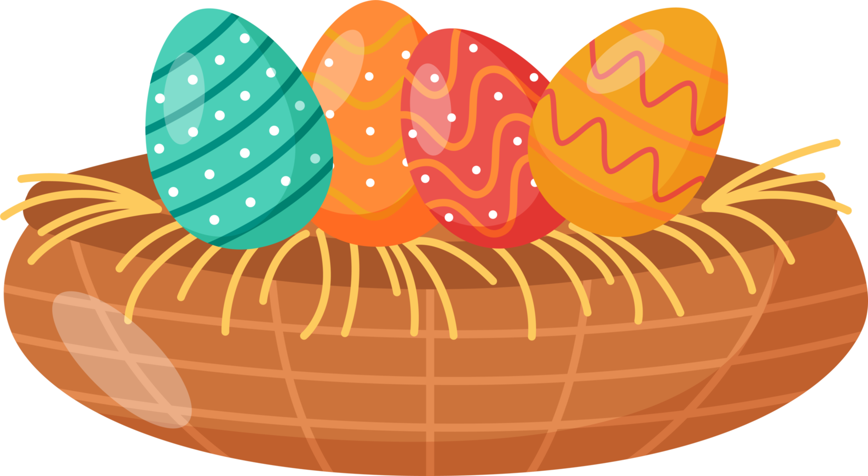 Easter element icon illustration with decorative eggs. png