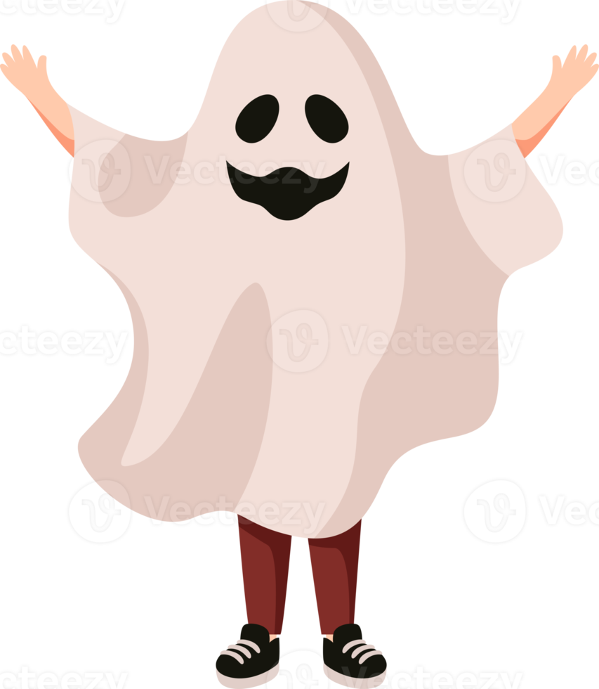 Halloween kid cartoon character in ghost costume png