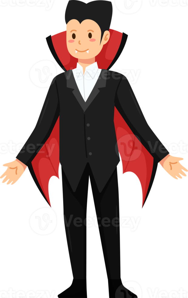 Halloween character kid cartoon in Halloween vampire costume png