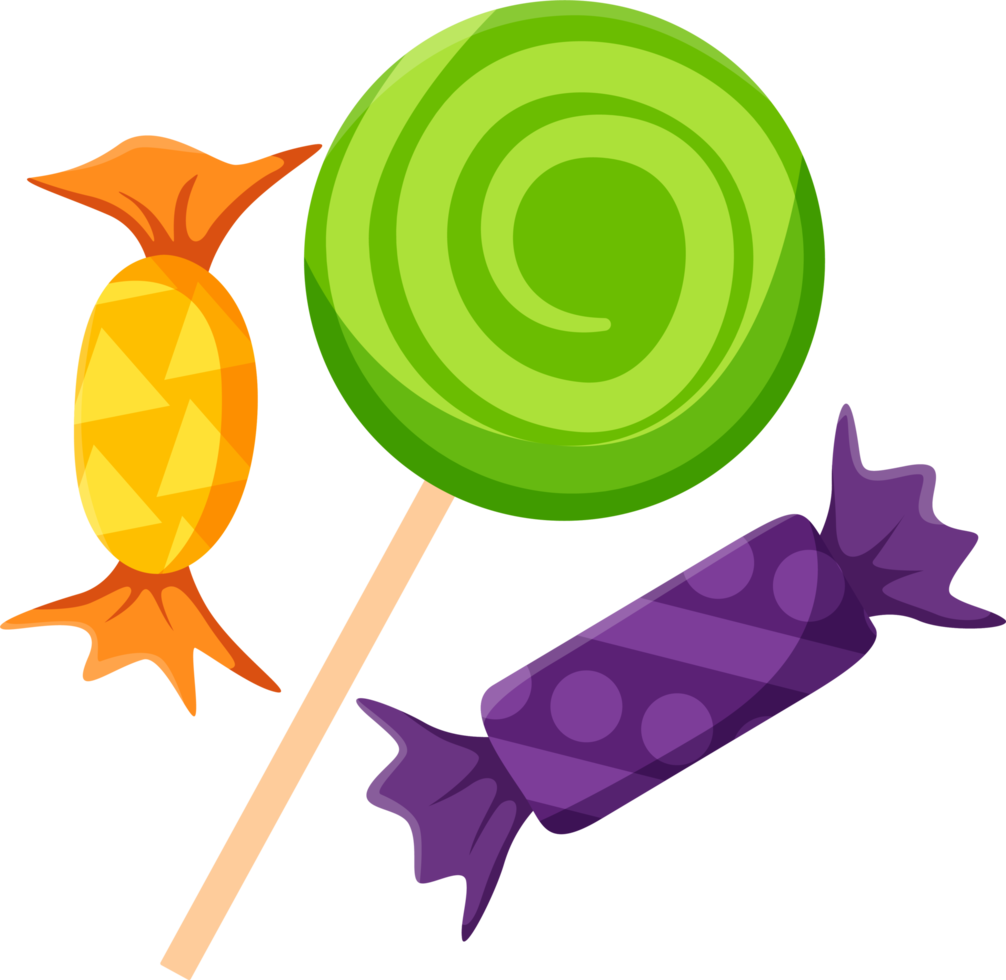 Halloween element illustration with colorful candy. png