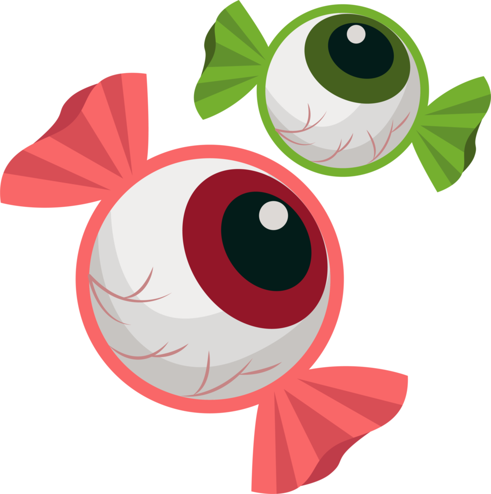 Halloween element illustration with scary eyeball candy. png