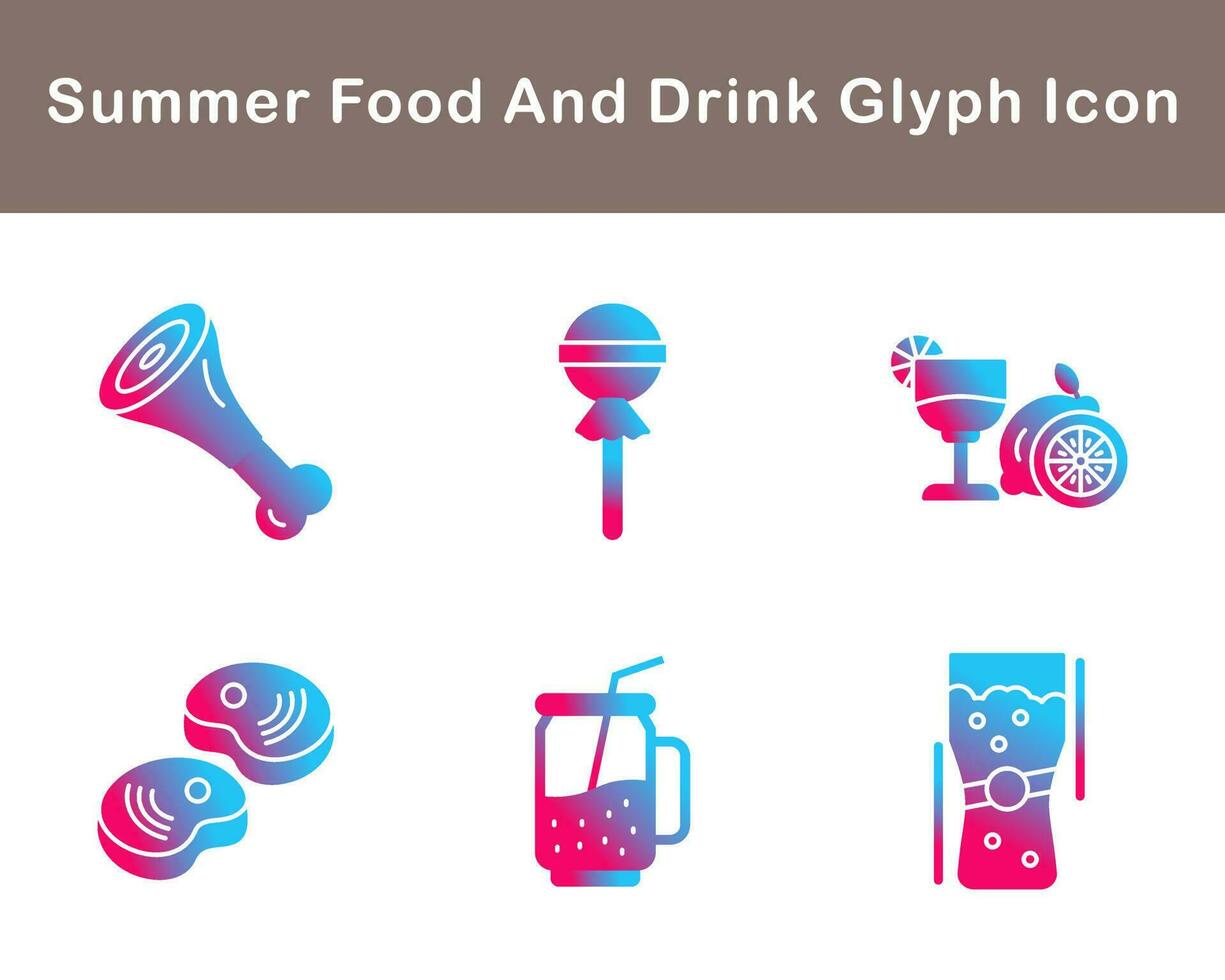 Summer Food And Drink Vector Icon Set