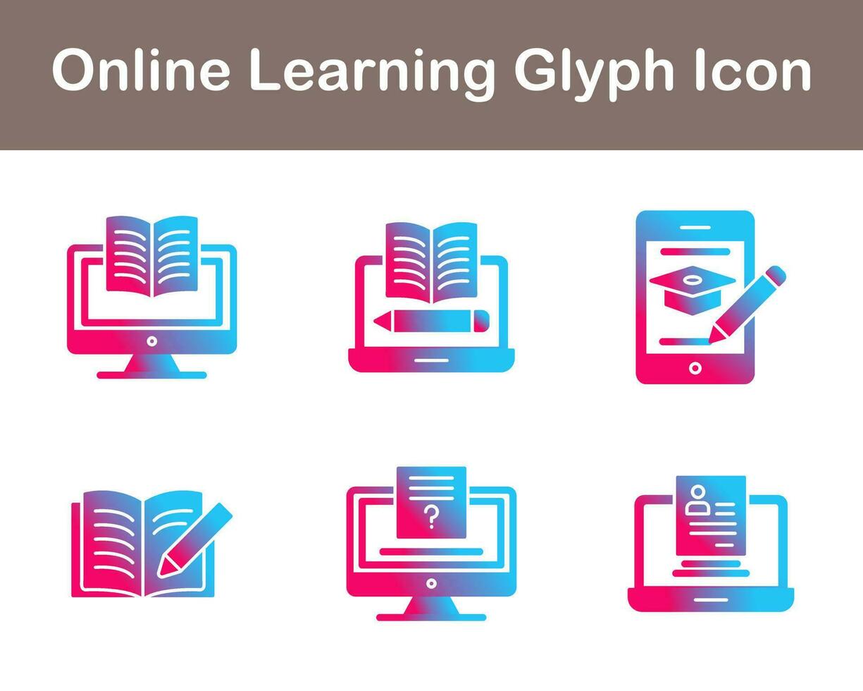 Online Learning Vector Icon Set