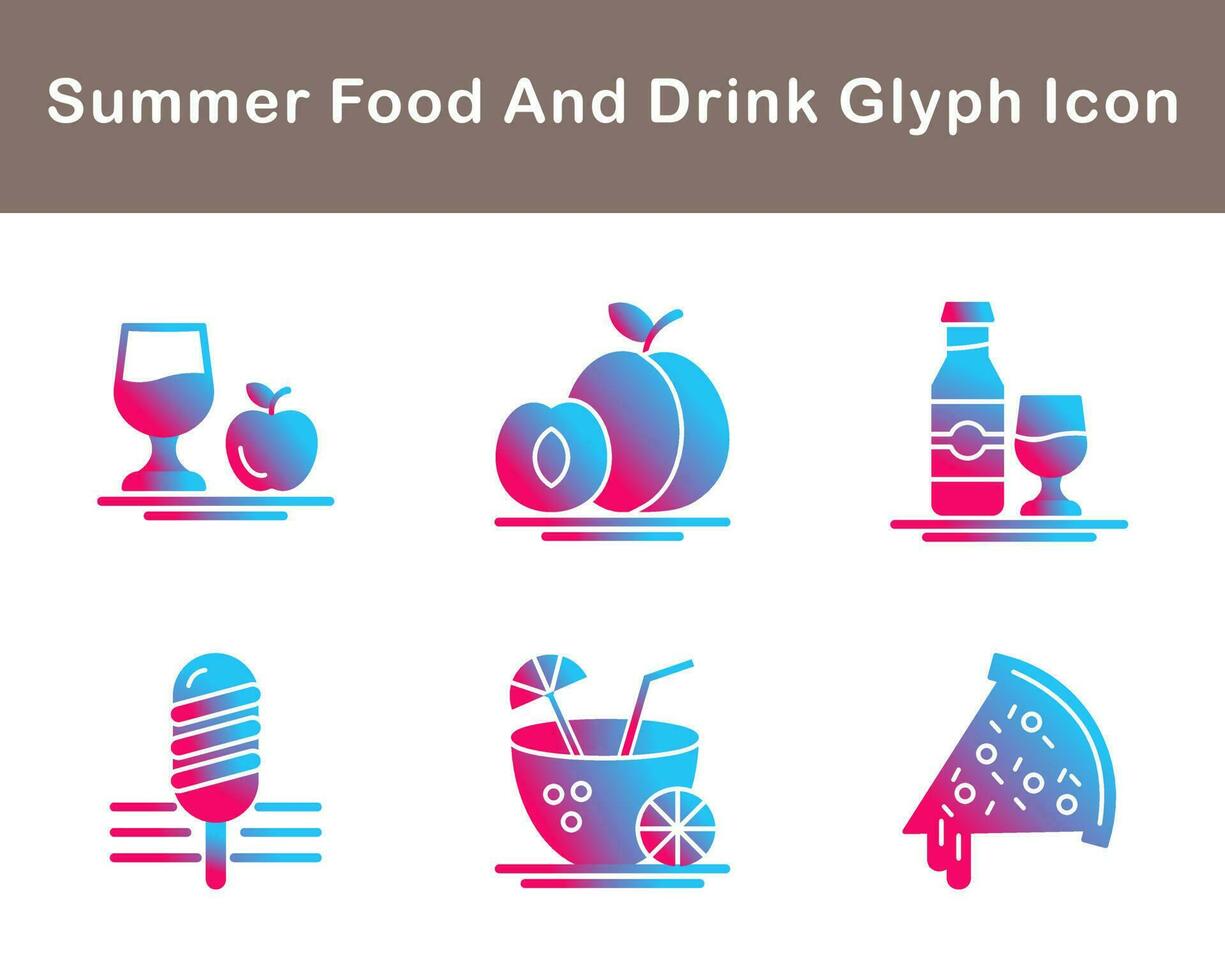 Summer Food And Drink Vector Icon Set