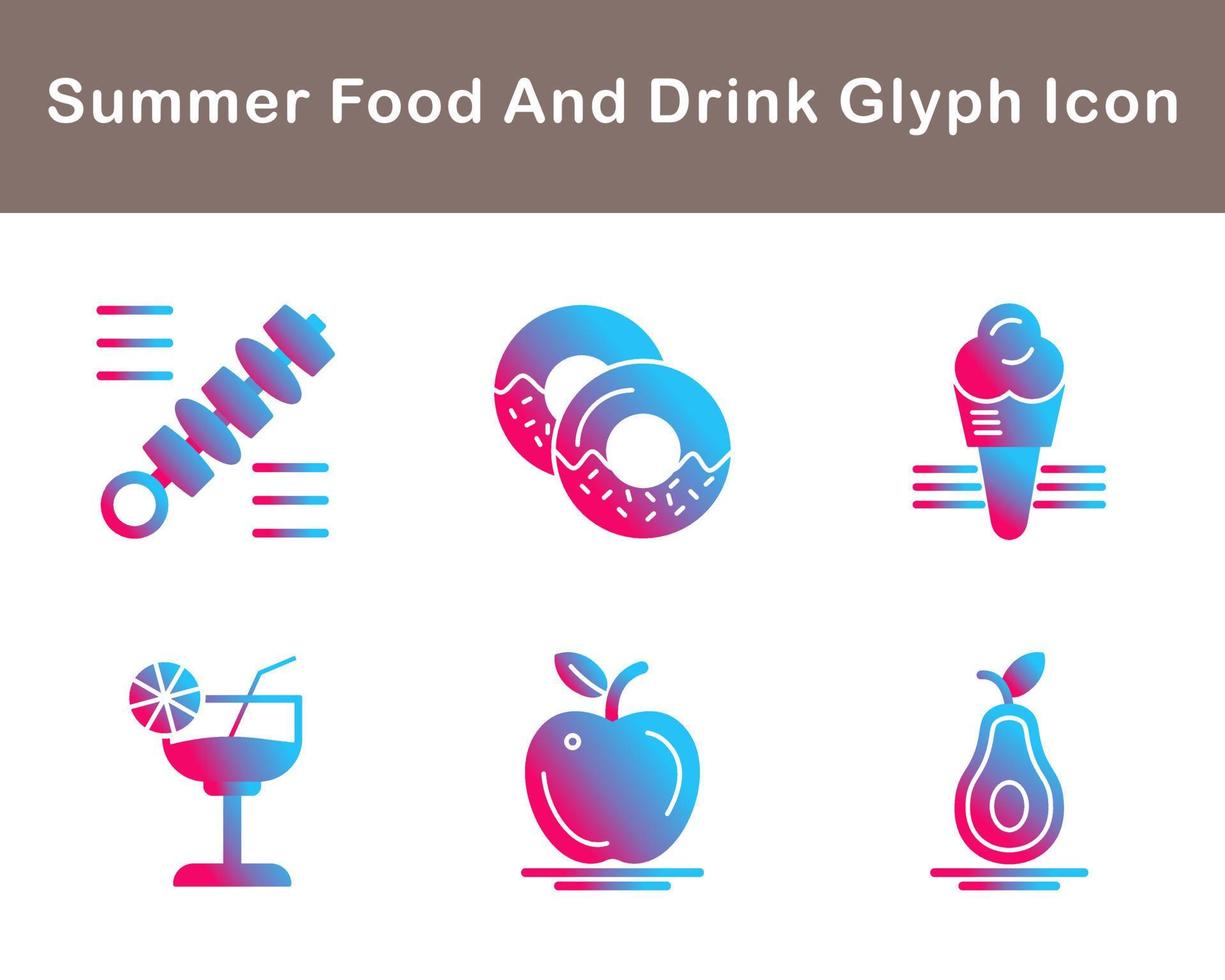 Summer Food And Drink Vector Icon Set