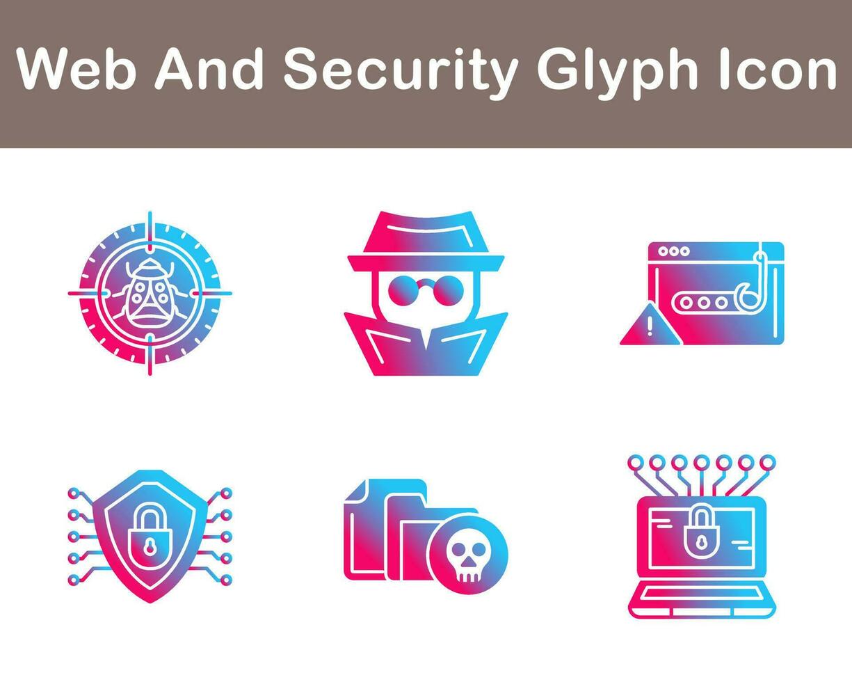 web y seguridad vector icono conjunto