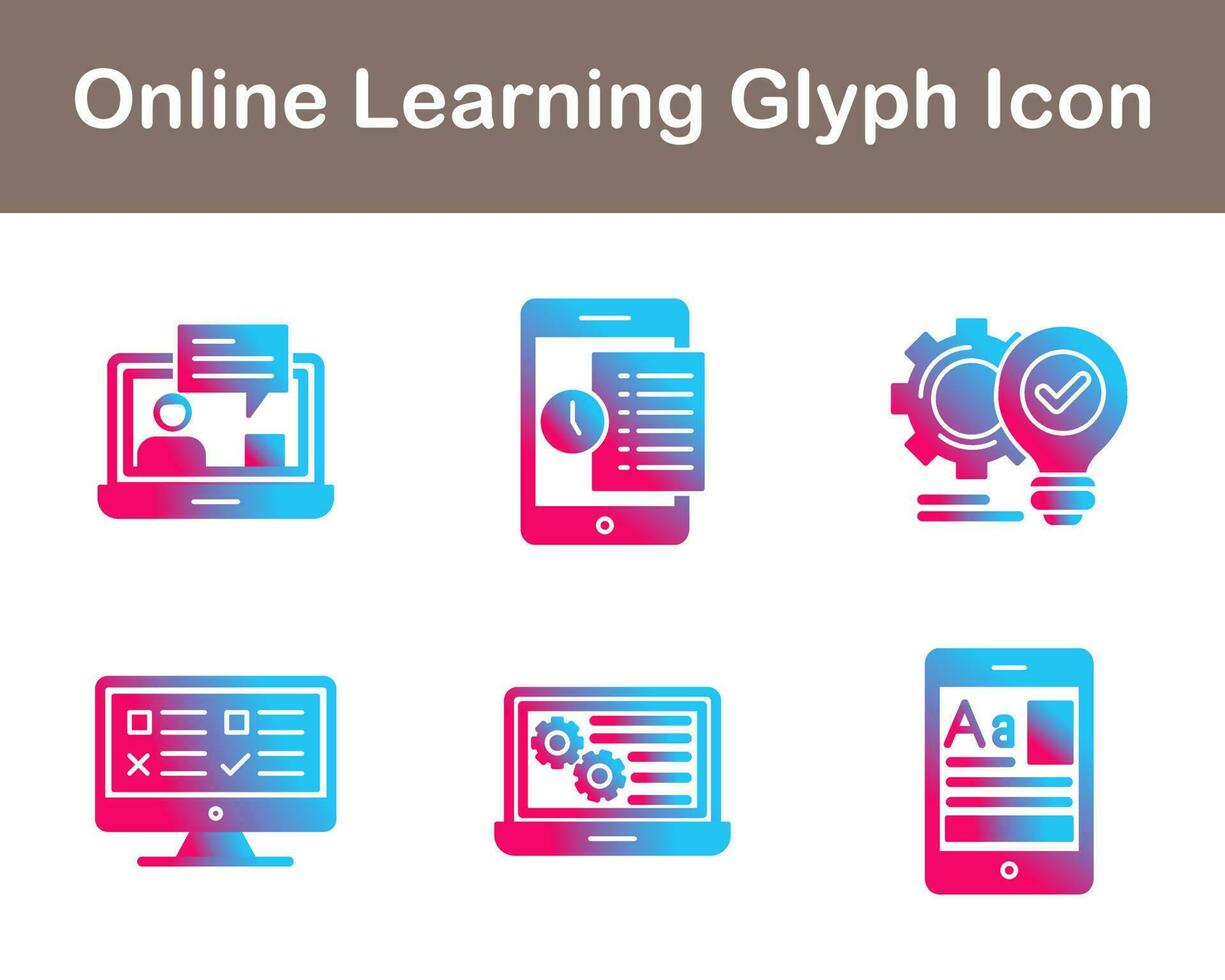 Online Learning Vector Icon Set