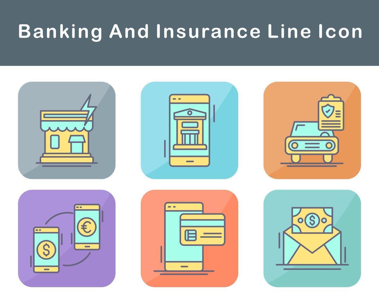 Banking And Insurance Vector Icon Set