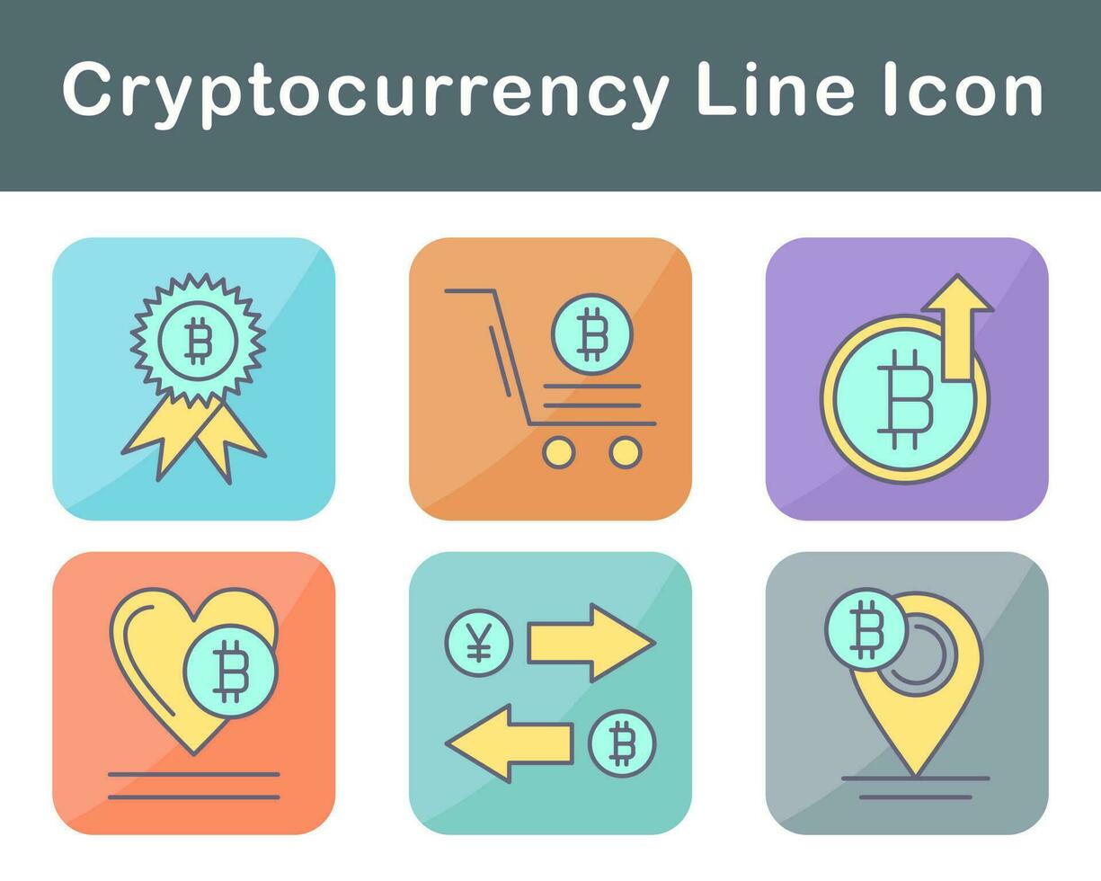 Bitcoin And Cryptocurrency Vector Icon Set