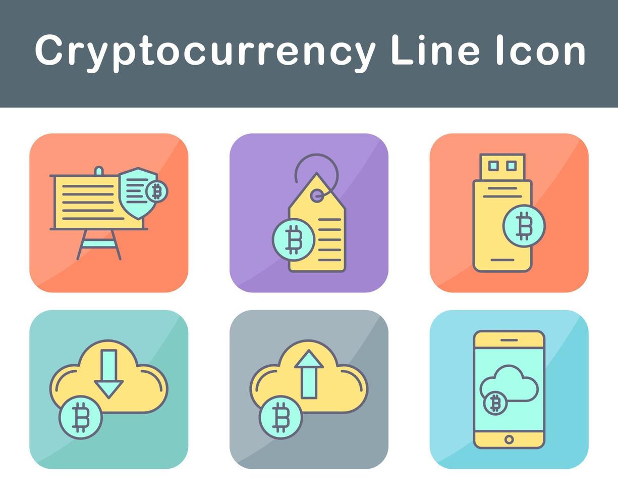 Bitcoin And Cryptocurrency Vector Icon Set