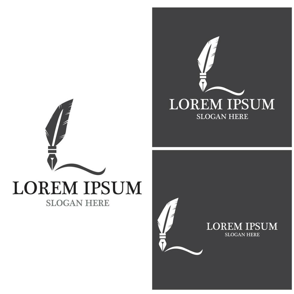 Feather pen Logo template vector