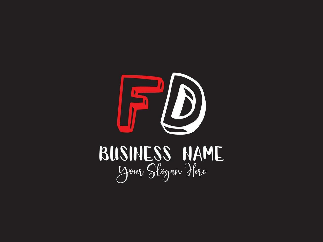 Initial Fd Logo, Minimalist FD Letter Logo Icon Vector