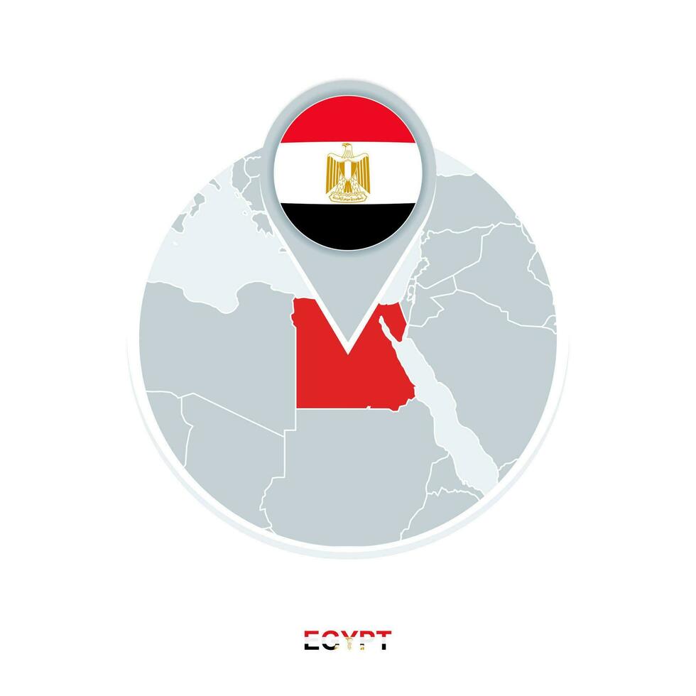 Egypt map and flag, vector map icon with highlighted Egypt