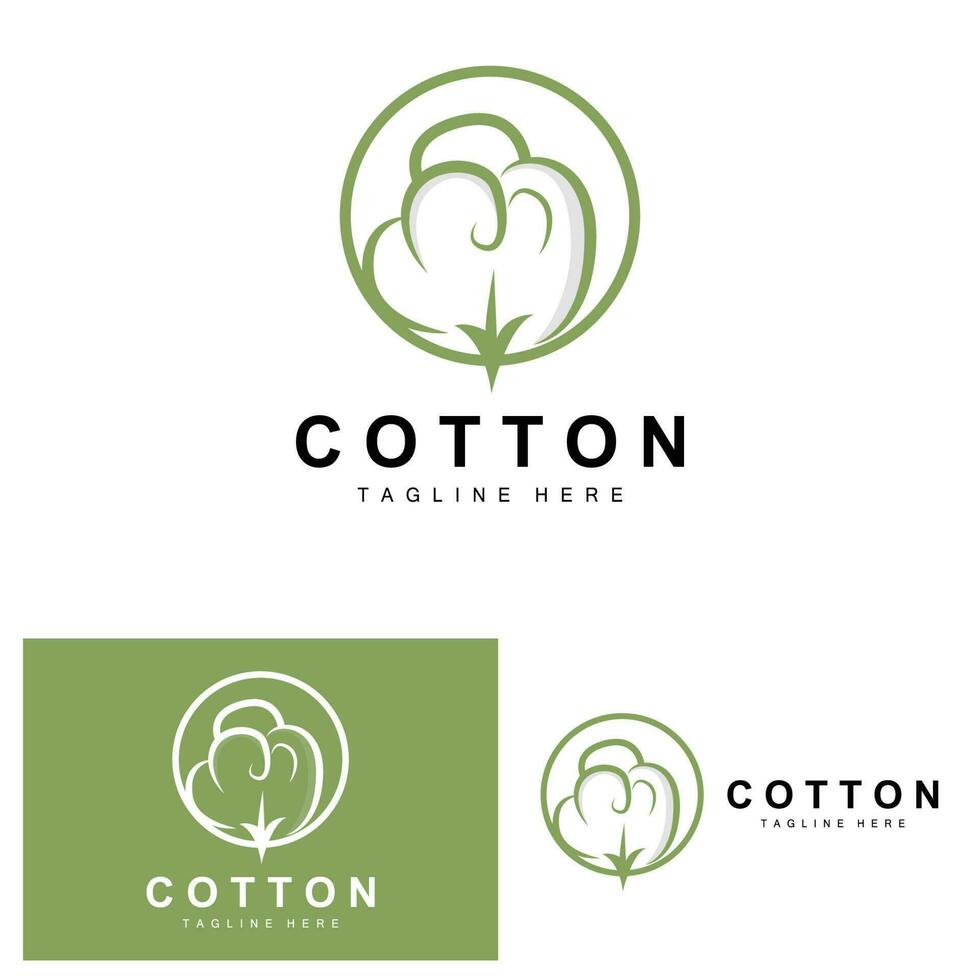 Cotton Logo, Soft Cotton Flower Design Vector Natural Organic Plants Apparel Materials And Beauty Textiles