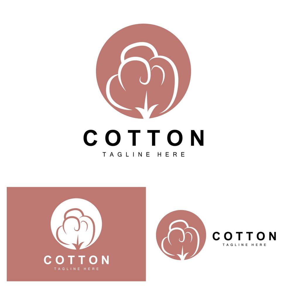 Cotton Logo, Soft Cotton Flower Design Vector Natural Organic Plants Apparel Materials And Beauty Textiles